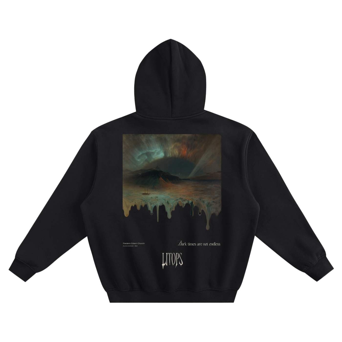 Oversized Black Minimalist Hoodie – Pocket-Free • Darkness