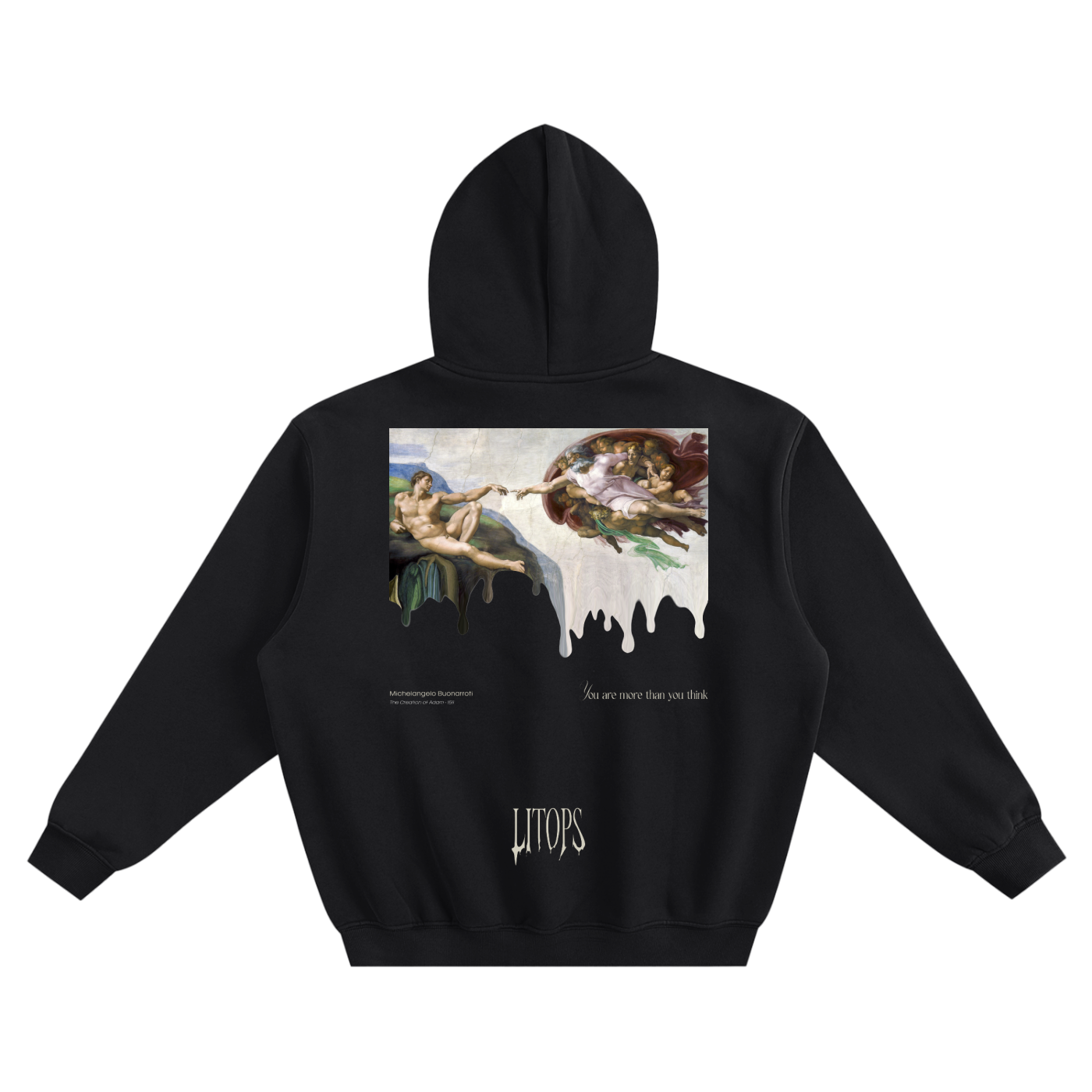 Oversized Black Minimalist Hoodie – Pocket-Free • Potential