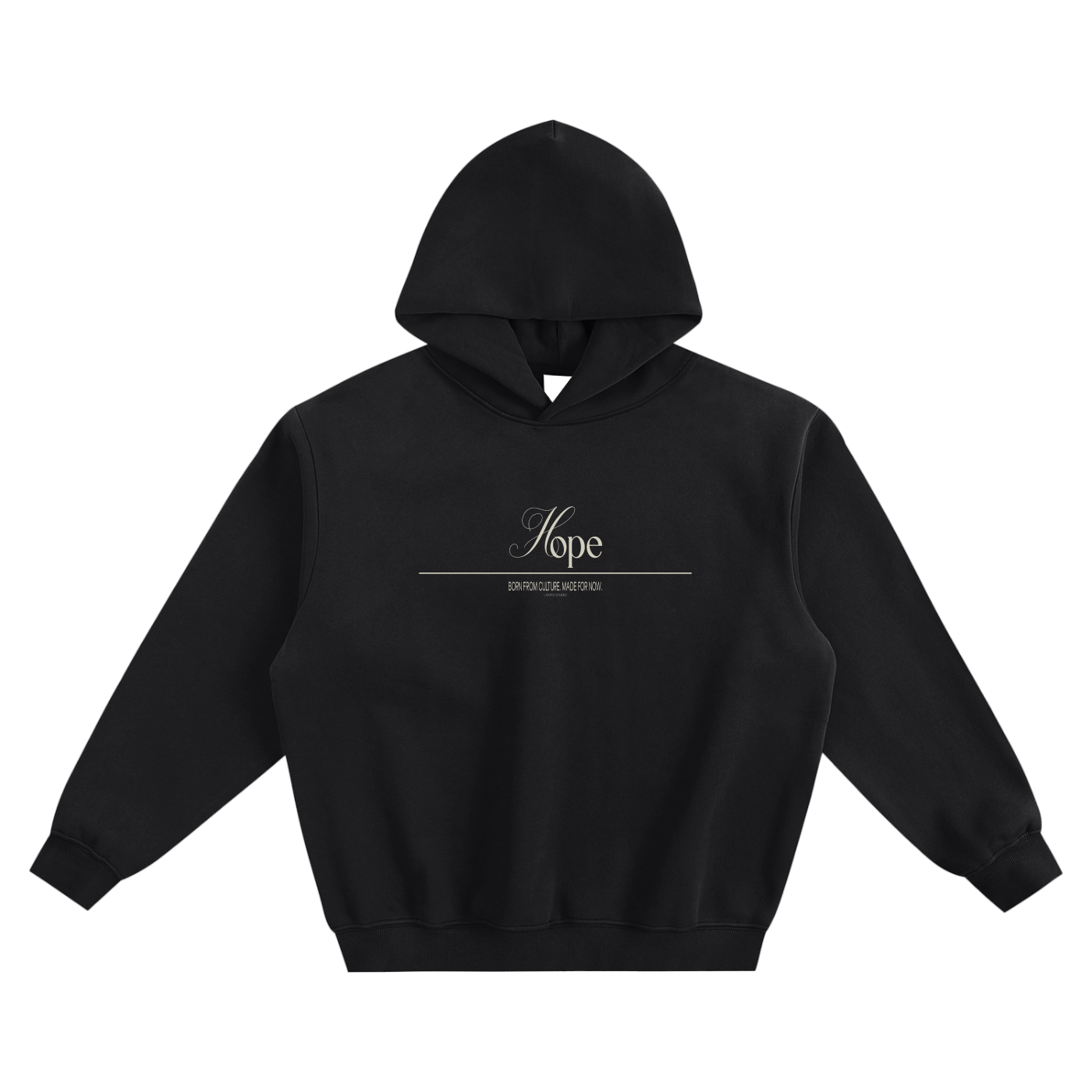 Oversized Black Minimalist Hoodie – Pocket-Free • Hope